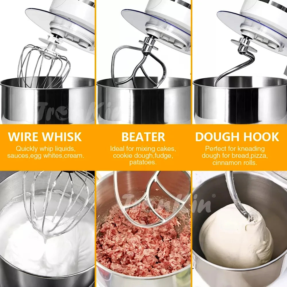 Batedeira multifuncional para massa de 5/6,5/8/10 litros, ideal para cozinha doméstica, para bolos e outras preparações alimentares.