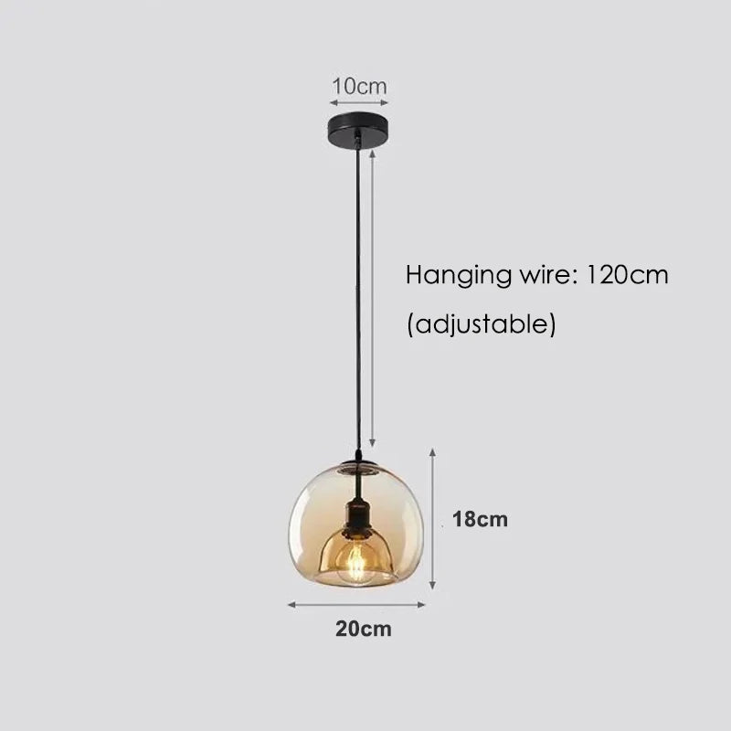 Nordic Smoke Gray & Amber Glass Pendant Light