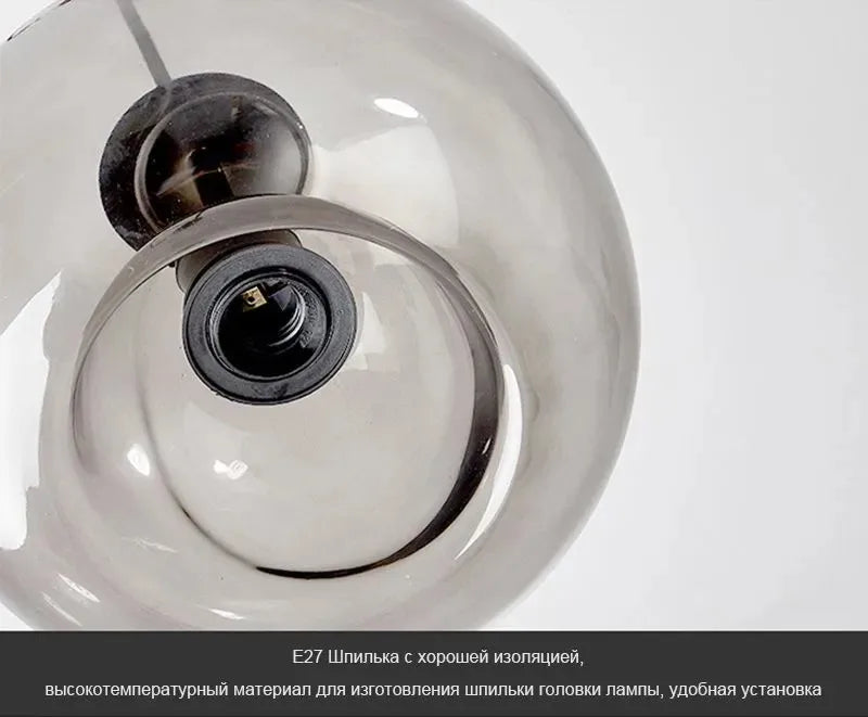 Nordic Smoke Gray & Amber Glass Pendant Light