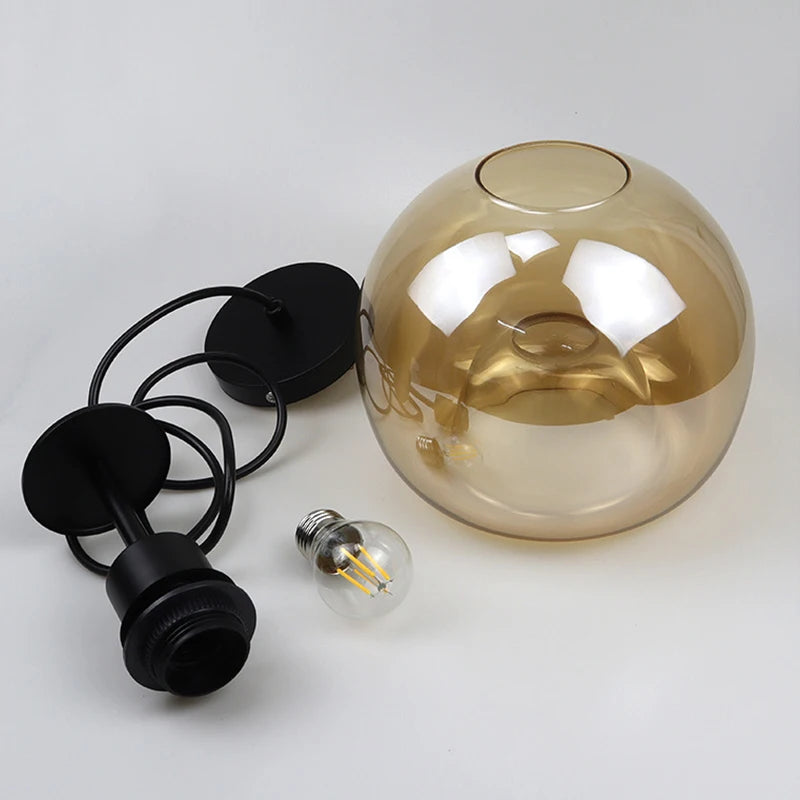 Nordic Smoke Gray & Amber Glass Pendant Light