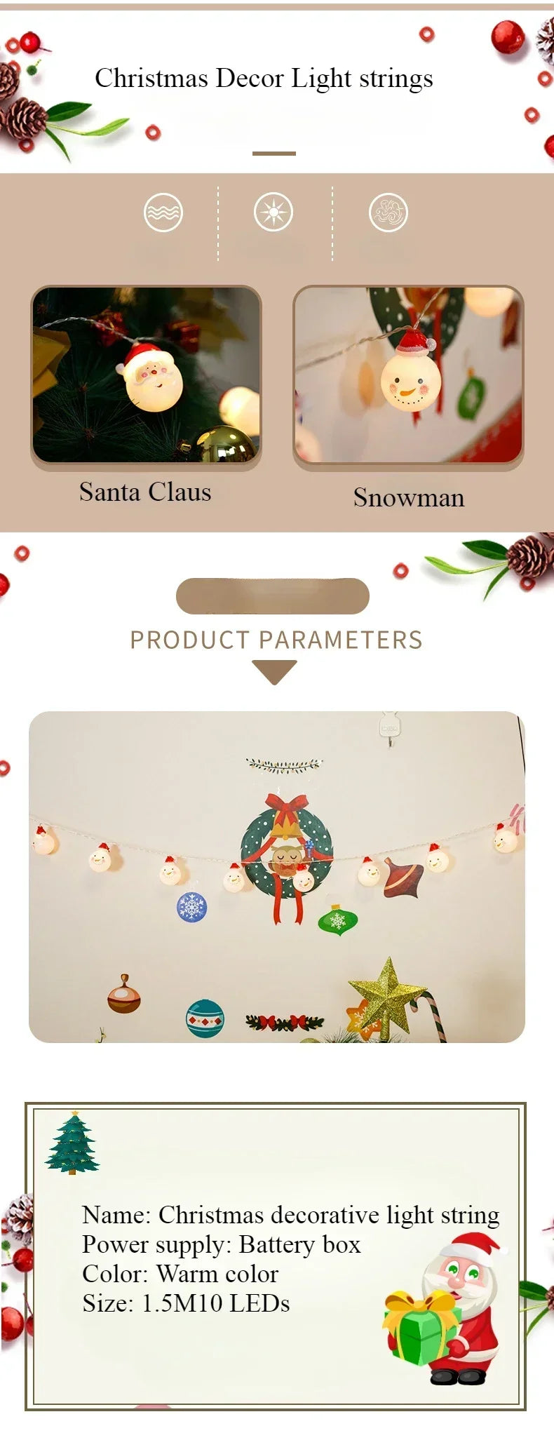 Battery LED Christmas Character Garland