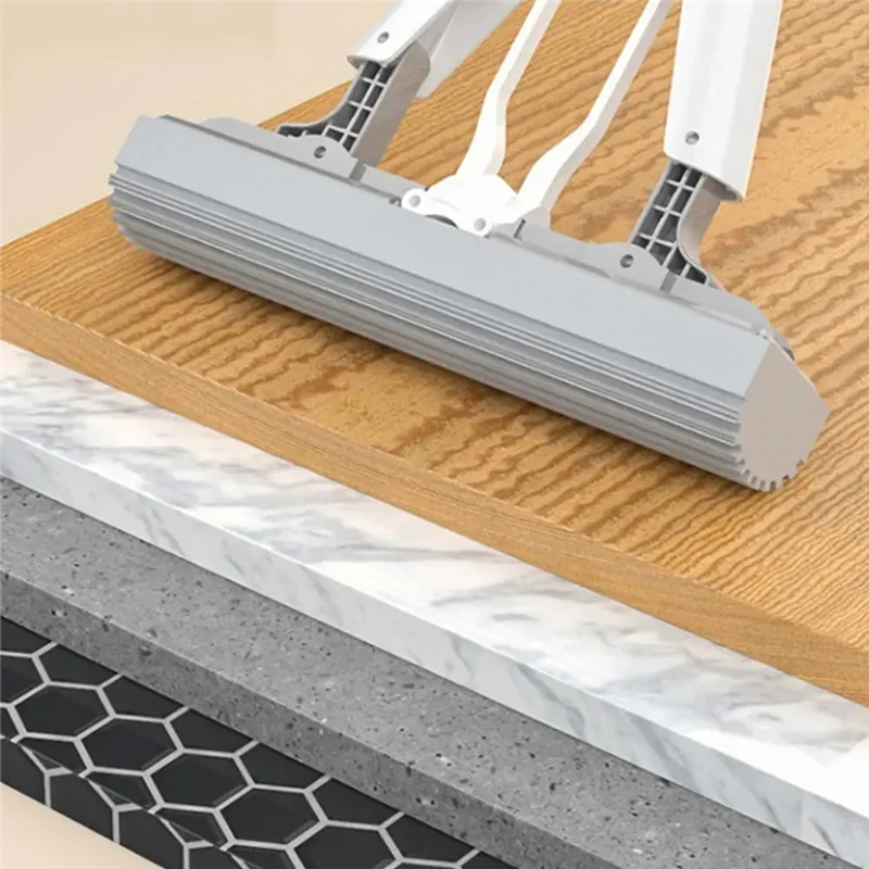 A19F - Mini esfregona portátil com esponja auto-torcedora, superabsorvente, para limpeza a seco e húmido, dobrável e mãos-livres.