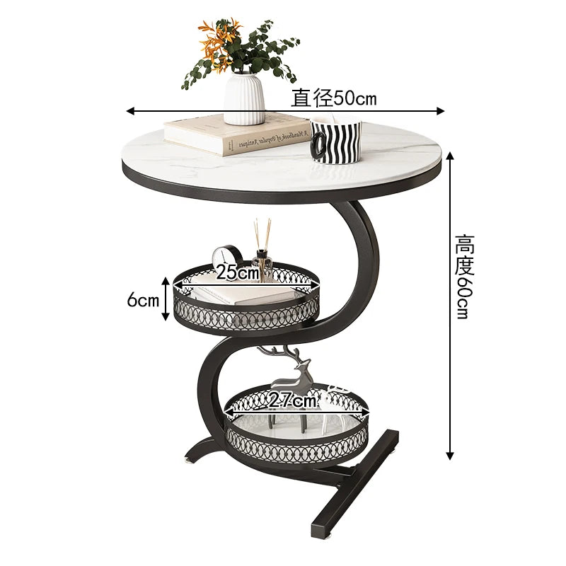 3-Tier White Marble Round Side Table