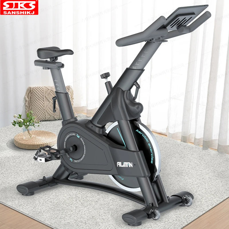 Bicicleta de exercício comercial inteligente com controlo magnético dinâmico, ideal para queimar gordura, ciclismo indoor e fitness.