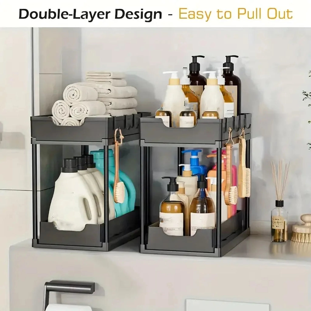 Double-Layer Pull-Out Kitchen Storage Rack