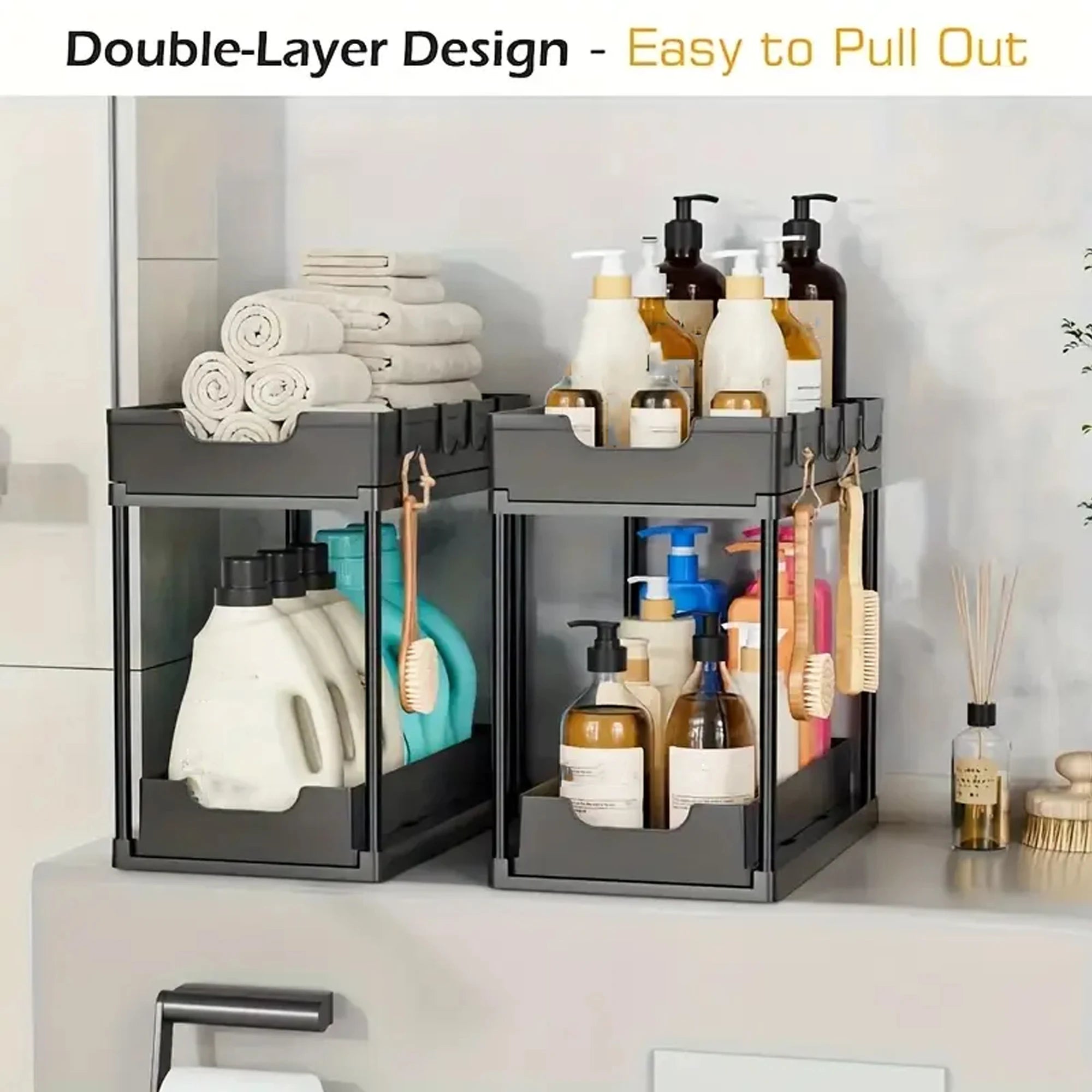 Double-Layer Pull-Out Kitchen Storage Rack