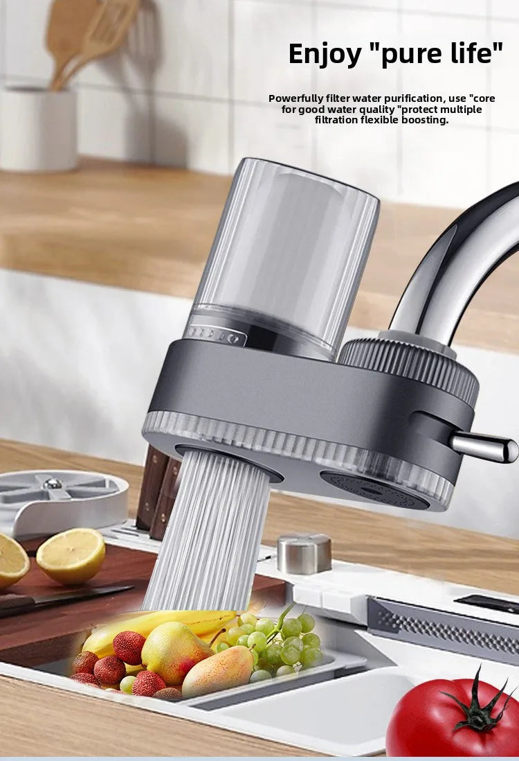 Purificador de água para torneira de cozinha doméstica com sistema de filtragem física. Tipo de purificador de água para torneira, com elemento filtrante cerâmico lavável.