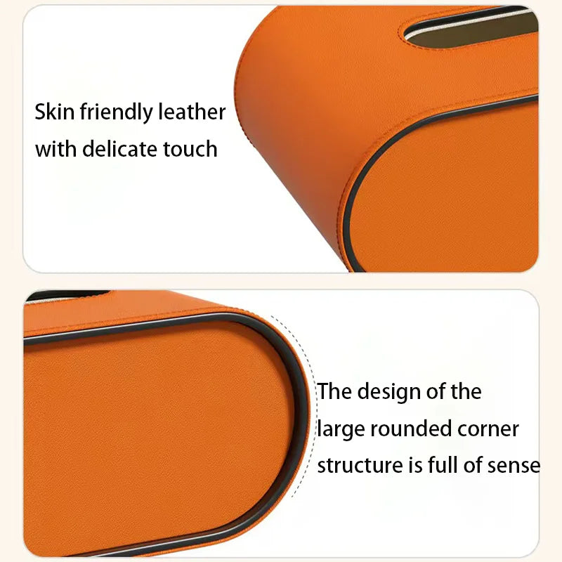 PU Leather Luxury Tissue Box with Storage