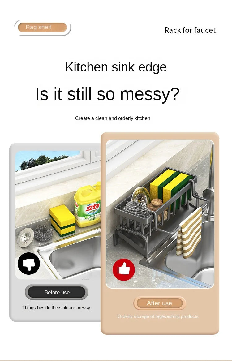 Prateleira de cozinha, escorredor de pano de limpeza, suporte para esponja de limpeza, lava-loiça de água, lava-loiça de água, artefacto de lava-loiça de água