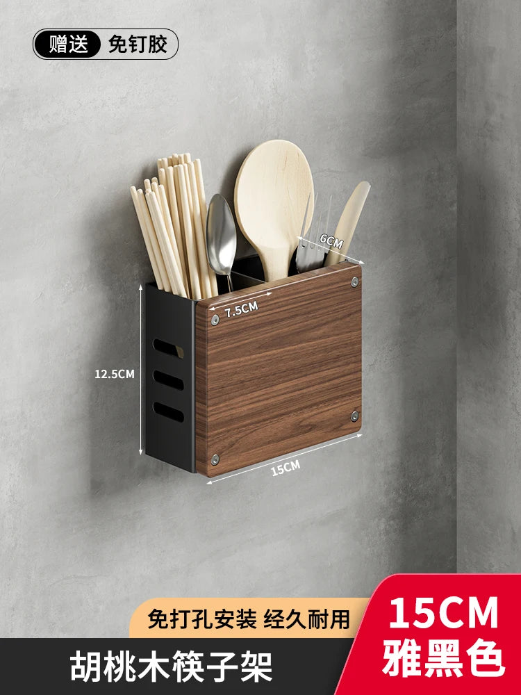 Walnut & Stainless Steel Kitchen Storage Rack