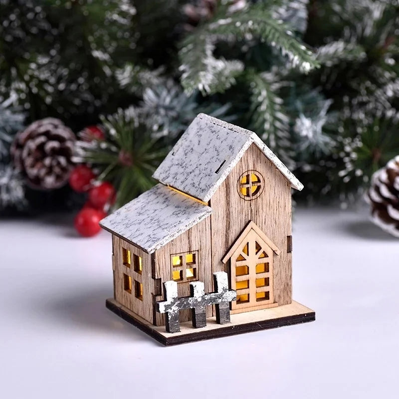 LED Wooden Christmas House Ornament