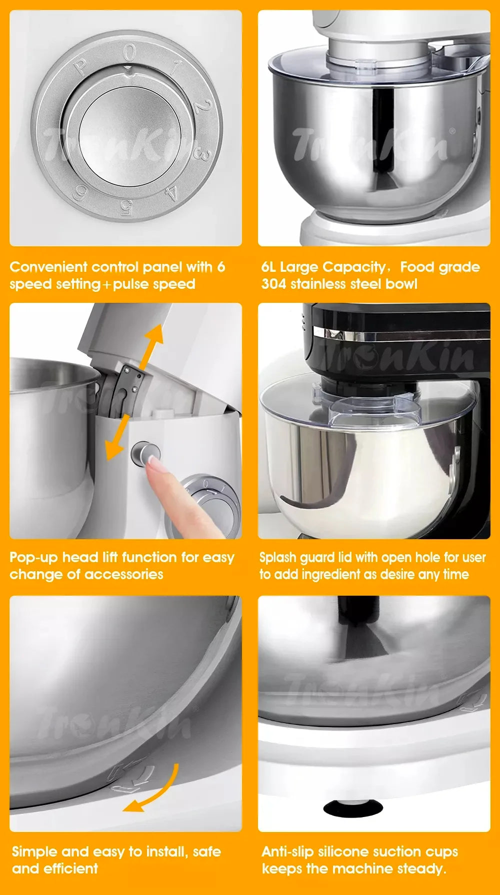 Batedeira multifuncional para massa de 5/6,5/8/10 litros, ideal para cozinha doméstica, para bolos e outras preparações alimentares.