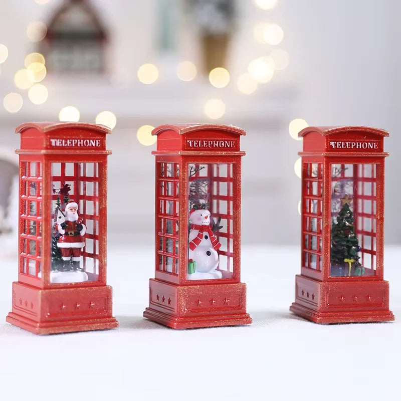 Lighted Christmas Telephone Booth Decor