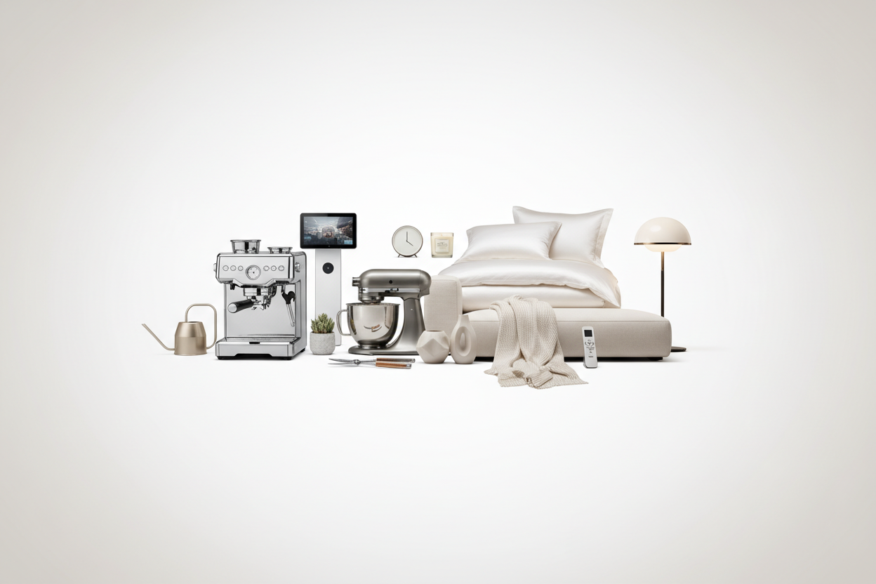 i need something that keep it all in the middle so that it fits in the banner without needing to have a full-size banner so in the products will be like home gadgets from places like the kitchen, room, garden, living room, couches, etc., and it needs to give a luxurious feeling like cleaning.  